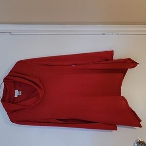Jon Den Cowl Neck Longsleeve Flared Top Size Large Red